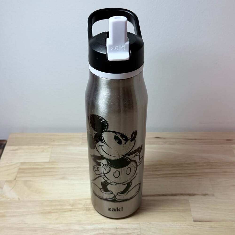 Zak! Disney Mickey Mouse Stainless Steel Water Bottle 25oz Silver